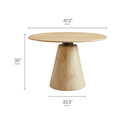 Sabelle 47in round wood dining table with natural oak finish and pedestal base by Modway on Tampa Home & Garden Store