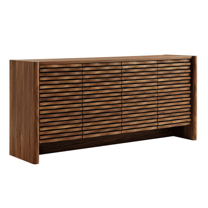 Emric Wave 66in 4-door sideboard in walnut veneer with slatted front panels on Tampa Home & Garden Store