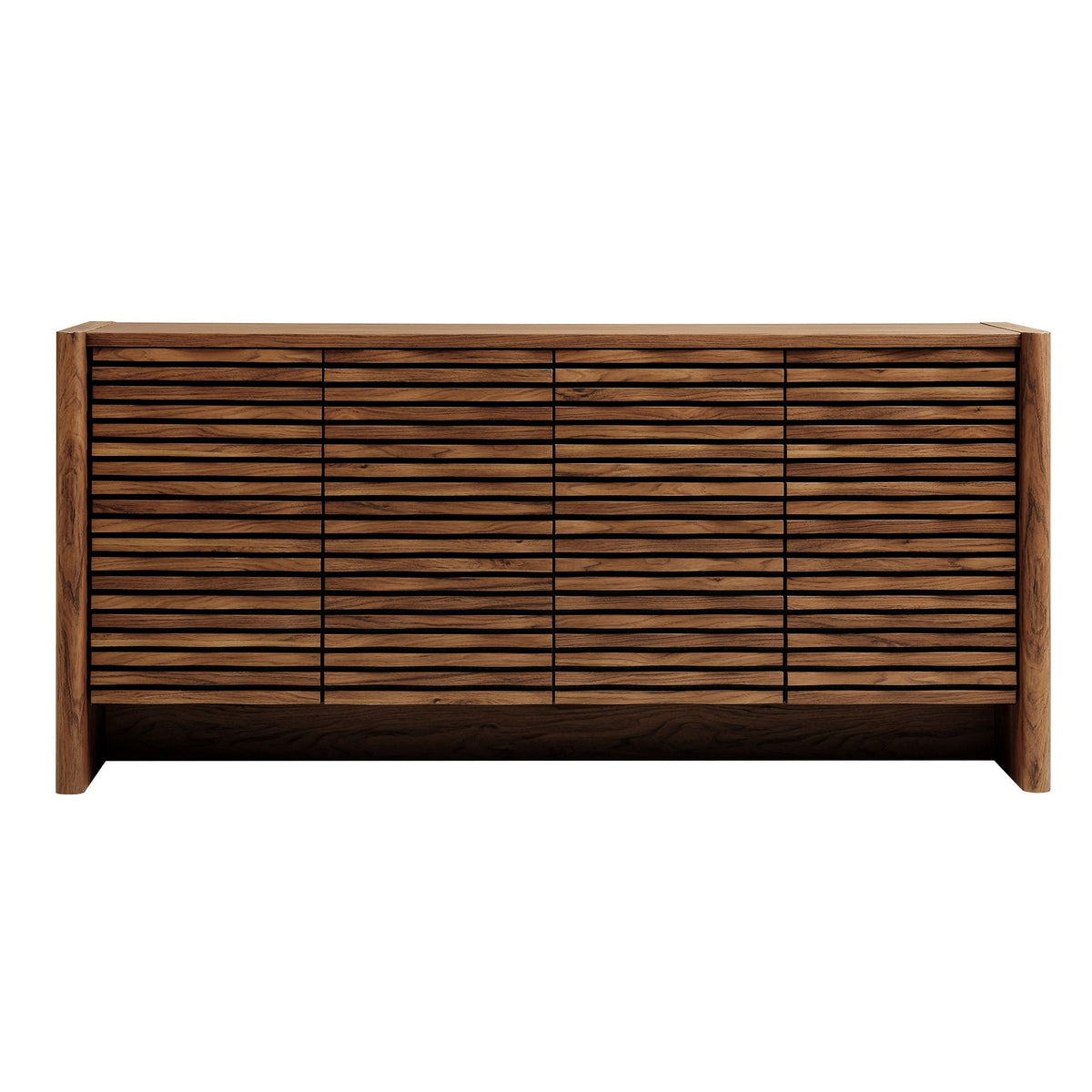 Emric Wave 66in 4-Door Sideboard by Modway with natural wood frame and black slatted front on Tampa Home & Garden Store