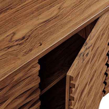 Emric Wave 66-inch 4-door sideboard in warm oak veneer with bold grain and slatted edge on Tampa Home & Garden Store
