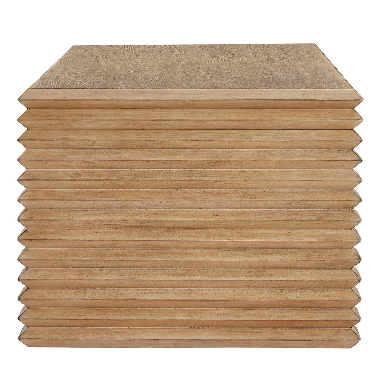 Canto Rectangular Stacked Design Coffee Table natural wood finish, layered plank blocks Modway on Tampa Home & Garden Store