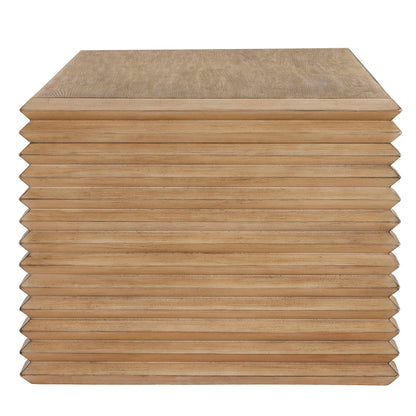 Canto Rectangular Stacked Design Coffee Table natural wood finish, layered plank blocks Modway on Tampa Home & Garden Store