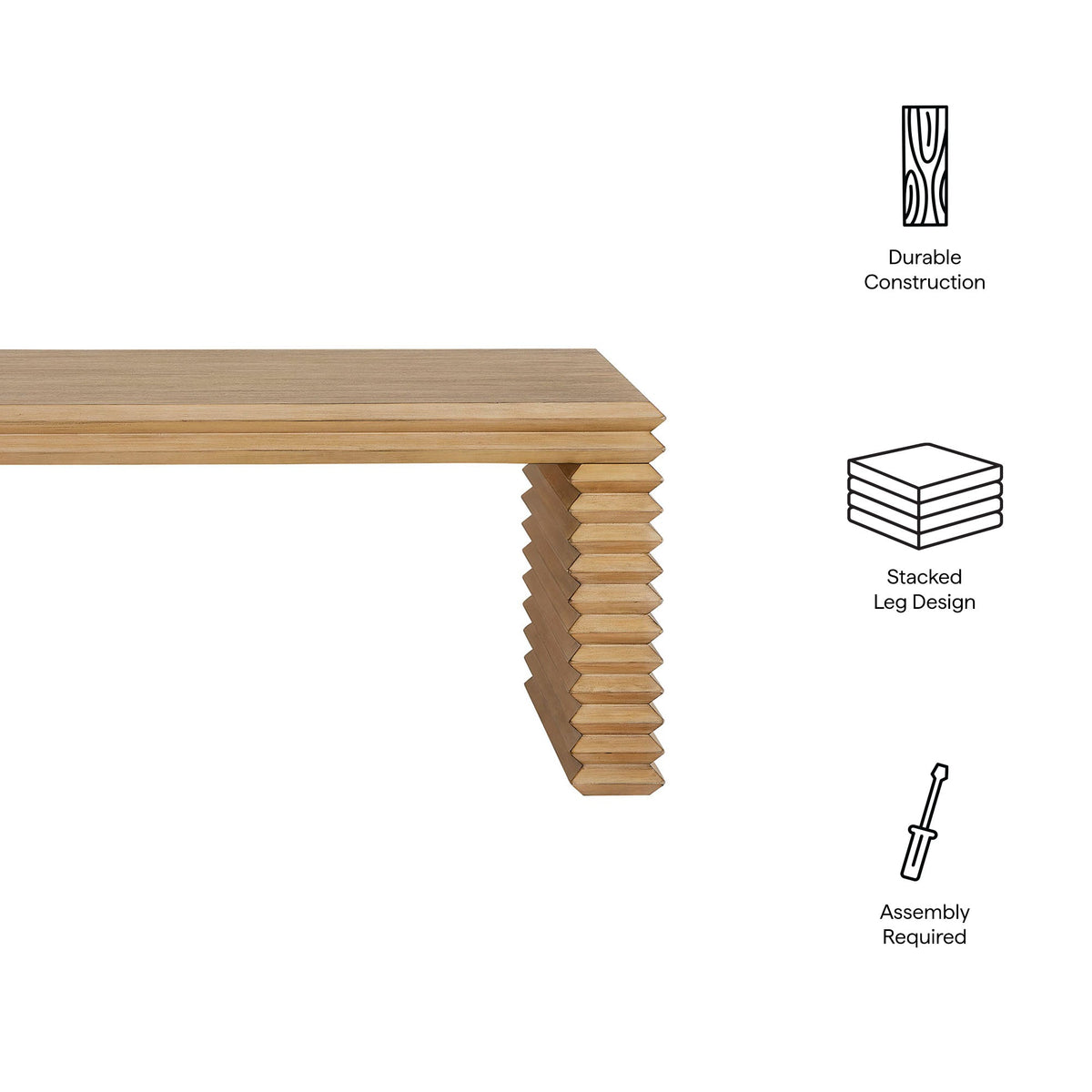 Canto Rectangular Stacked Design Coffee Table by Modway in natural wood finish with layered legs on Tampa Home & Garden Store