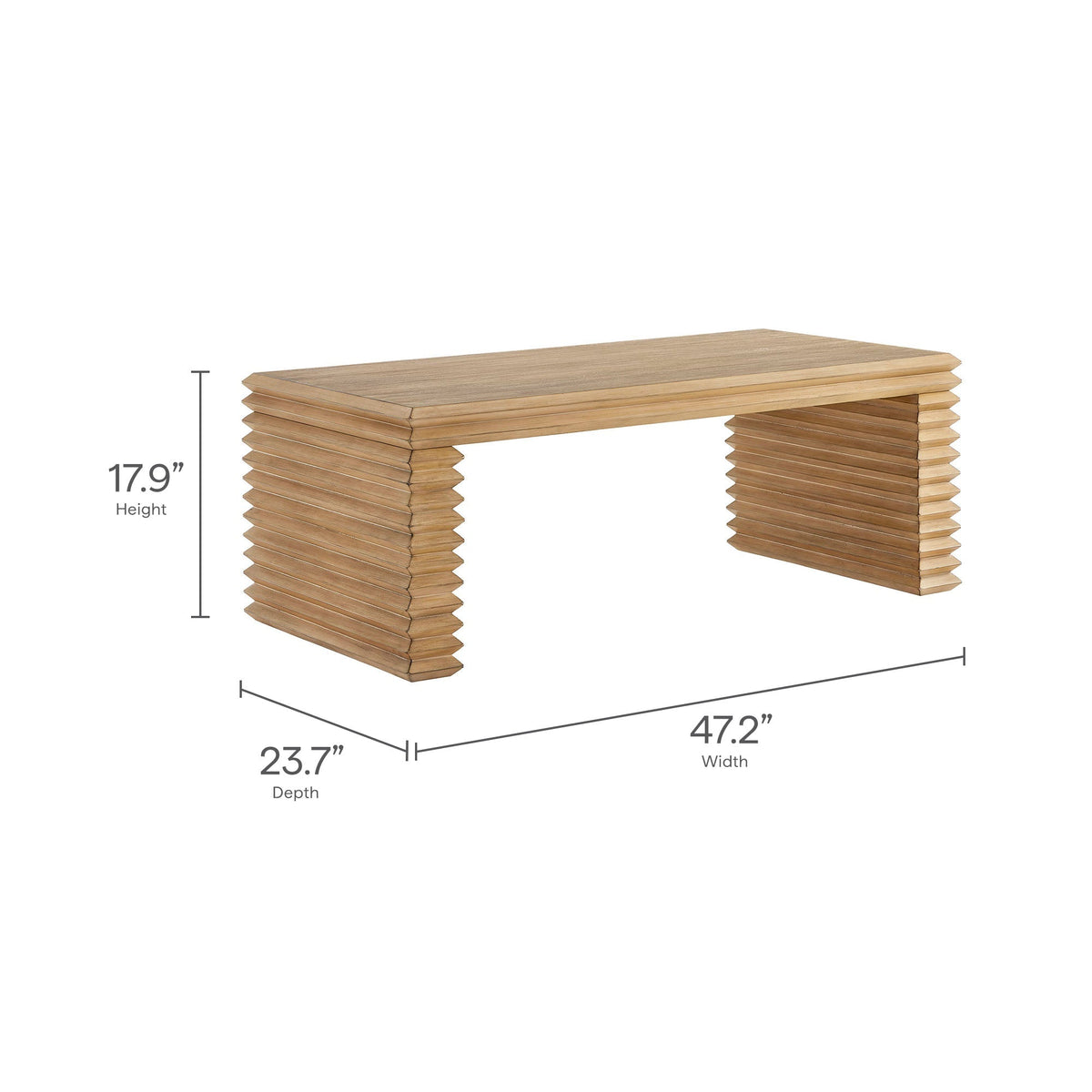 Canto Rectangular Stacked Coffee Table by Modway, natural wood finish with layered slats on Tampa Home & Garden Store