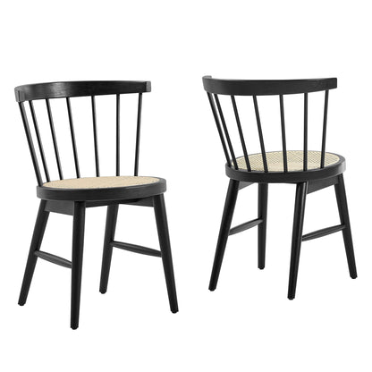 Lykke curved spindle back dining chairs set of 2, black with cane seats by HouseOfZazla on Tampa Home & Garden Store