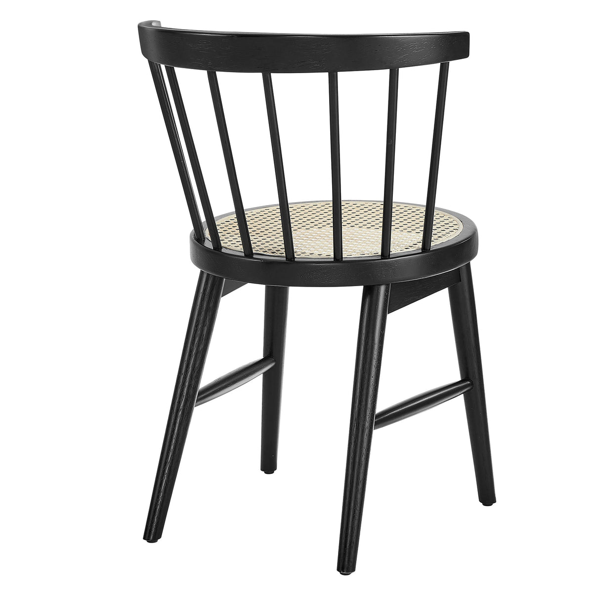 Lykke Curved Spindle Back Dining Chairs Set of 2 by Modway, black wood frame with cane seats on Tampa Home & Garden Store