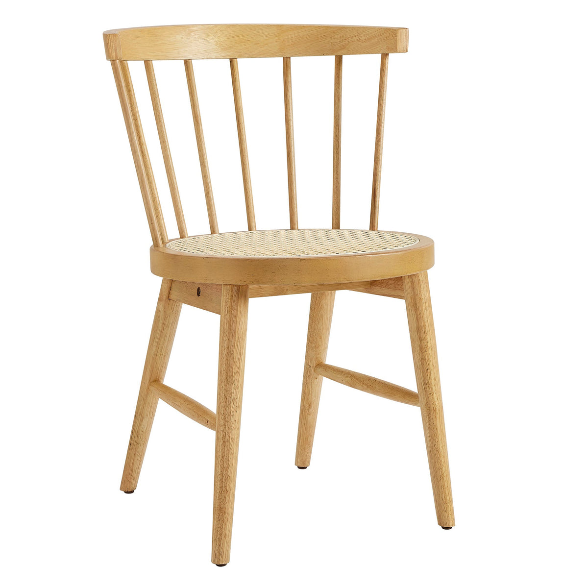 Lykke curved spindle back dining chairs set of 2, natural wood finish with woven cane seat on Tampa Home & Garden Store