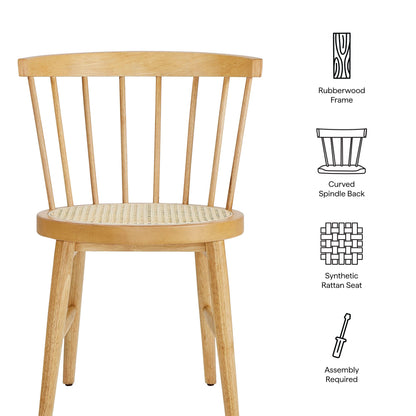 Lykke Curved Spindle Back Dining Chairs set of 2 HouseOfZazla, natural rubberwood frame on Tampa Home & Garden Store