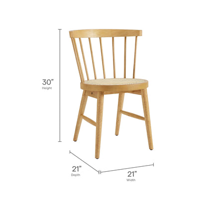 Lykke curved spindle back dining chairs set of 2, natural wood caned seats by Modway on Tampa Home & Garden Store