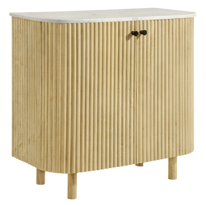 Caldera 33 Curved Solid Wood and Marble Cabinet