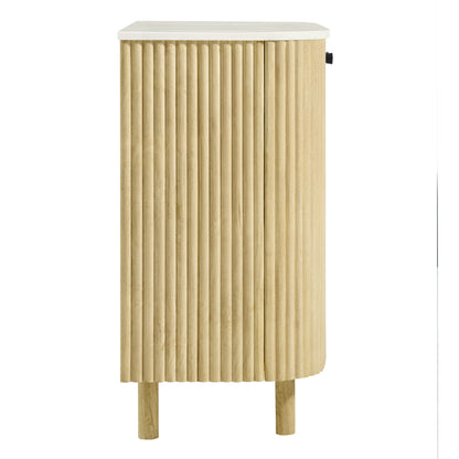 Caldera 33 Curved Solid Wood and Marble Cabinet