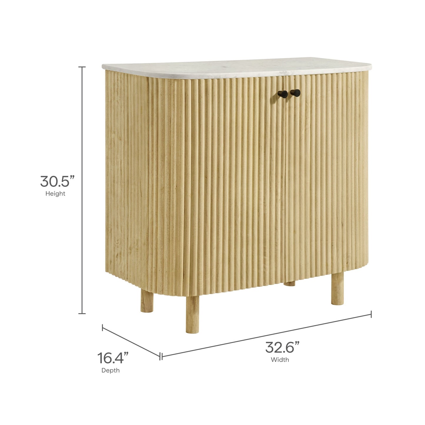 Caldera 33 Curved Solid Wood and Marble Cabinet