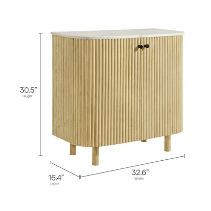 Caldera 33 Curved Solid Wood and Marble Cabinet