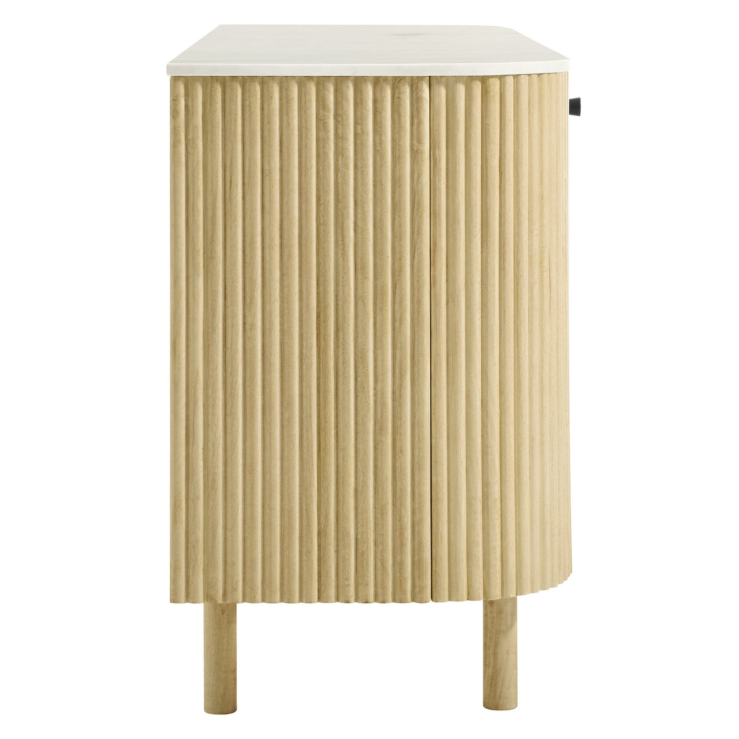 Caldera 60-in solid wood and marble sideboard with white top, fluted exterior, 2 doors on Tampa Home & Garden Store