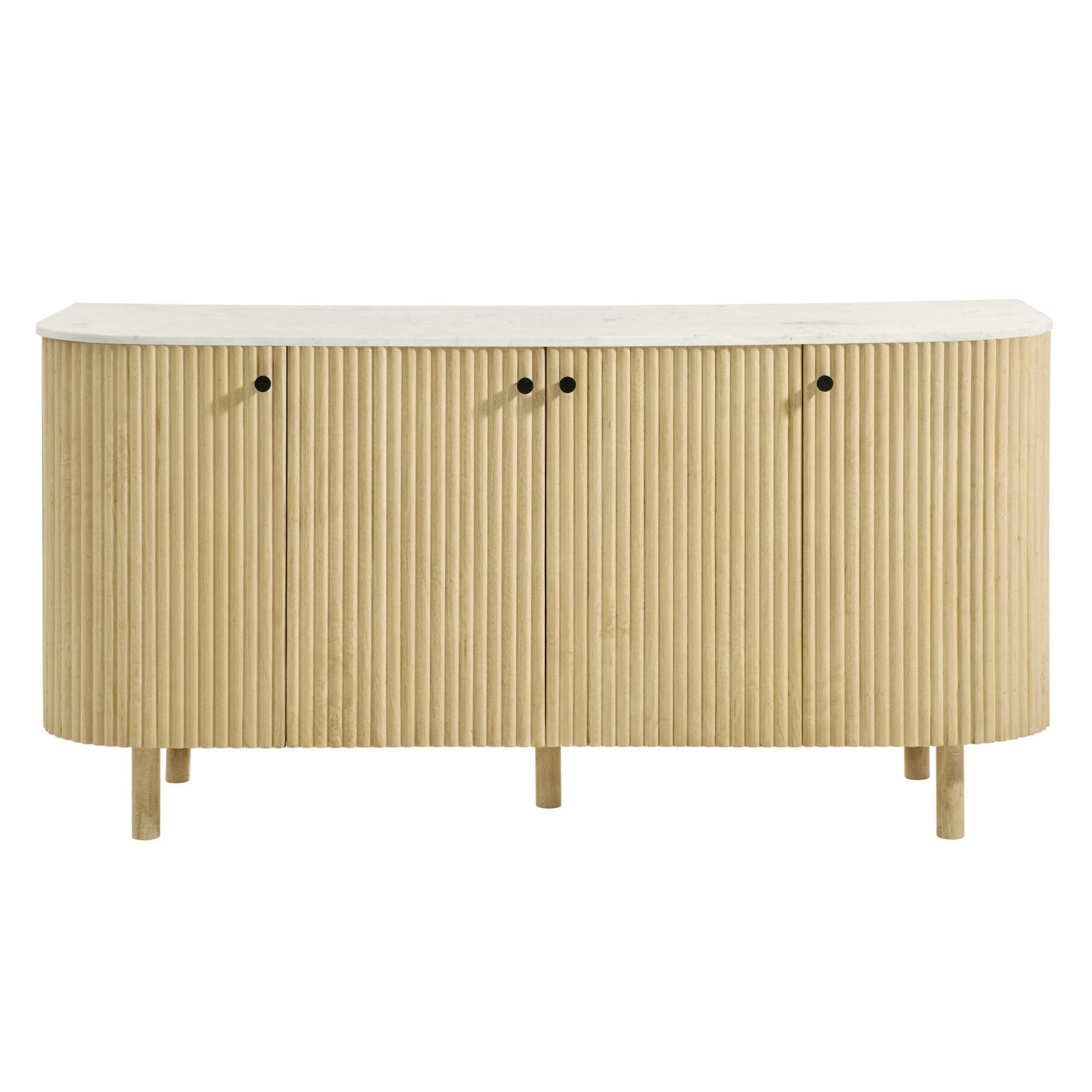 Caldera 60in curved solid wood sideboard with marble top and ribbed doors by HouseOfZazla on Tampa Home & Garden Store