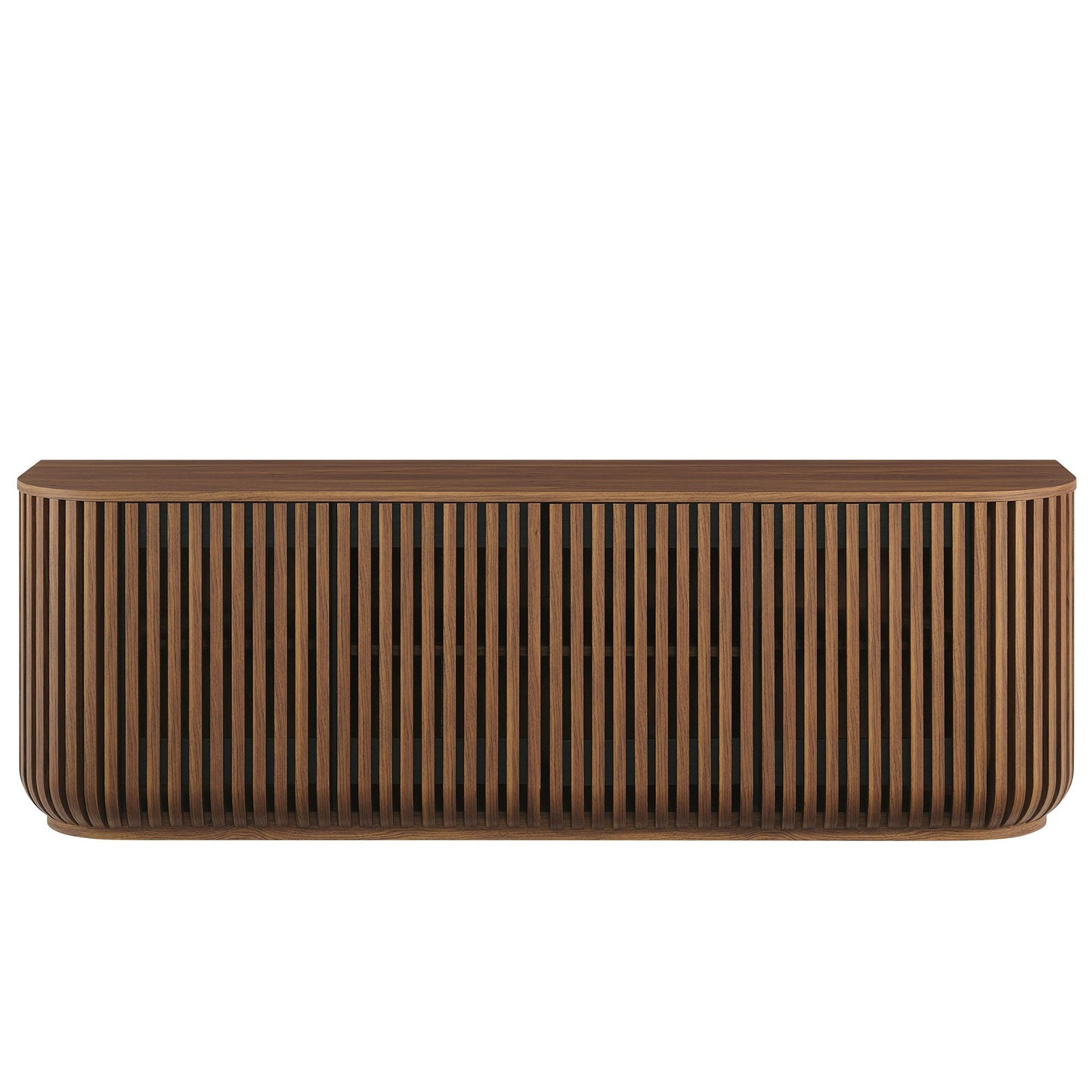 Fortitude 75-inch curved sideboard storage cabinet by Modway with slat-front walnut veneer on Tampa Home & Garden Store