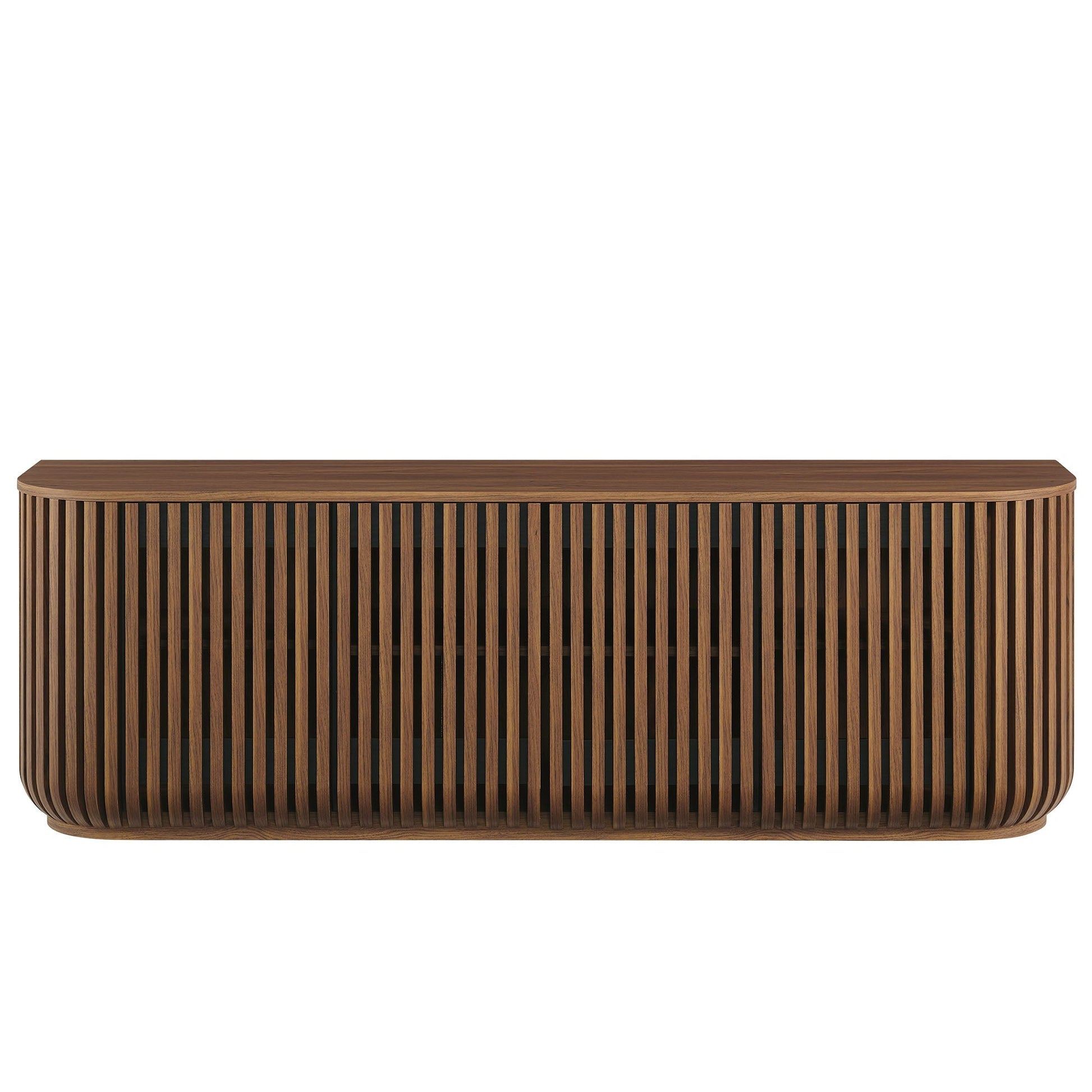 Fortitude 75-inch curved sideboard storage cabinet by Modway with slat-front walnut veneer on Tampa Home & Garden Store