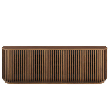 Fortitude 75-inch curved sideboard storage cabinet by Modway with slat-front walnut veneer on Tampa Home & Garden Store