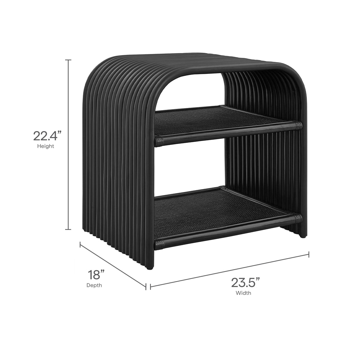 Eve Curved Natural Rattan Side Table black ribbed frame by Modway on Tampa Home & Garden Store