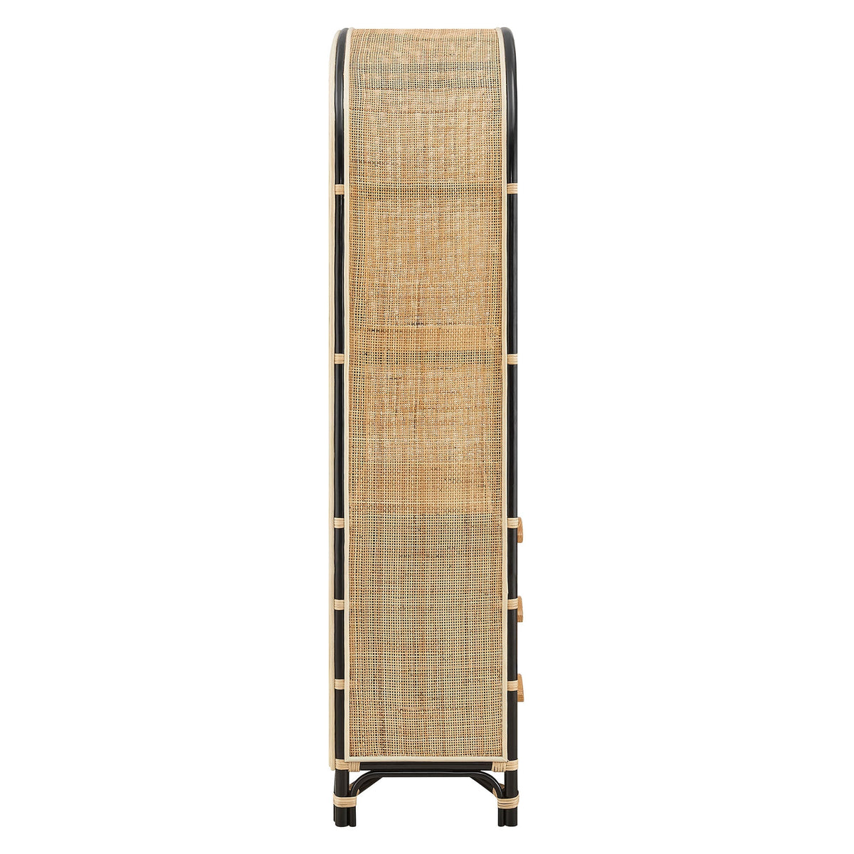 Jane 71in Arched Natural Rattan Bookshelf with black frame and woven cane panels by Modway on Tampa Home & Garden Store