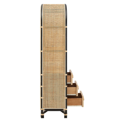 Jane 71 Inch Tall Arched Natural Rattan Bookshelf by Modway with woven rattan panels on Tampa Home & Garden Store