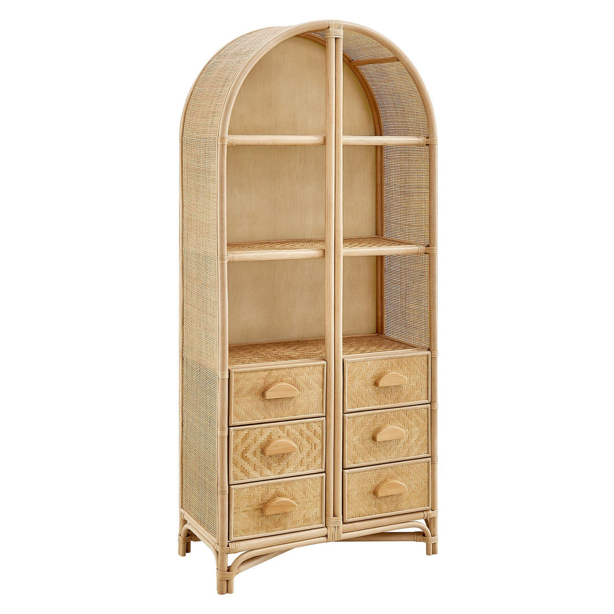 Jane 71-Inch Tall Arched Natural Rattan Bookshelf by Modway, tall arched rattan bookcase on Tampa Home & Garden Store