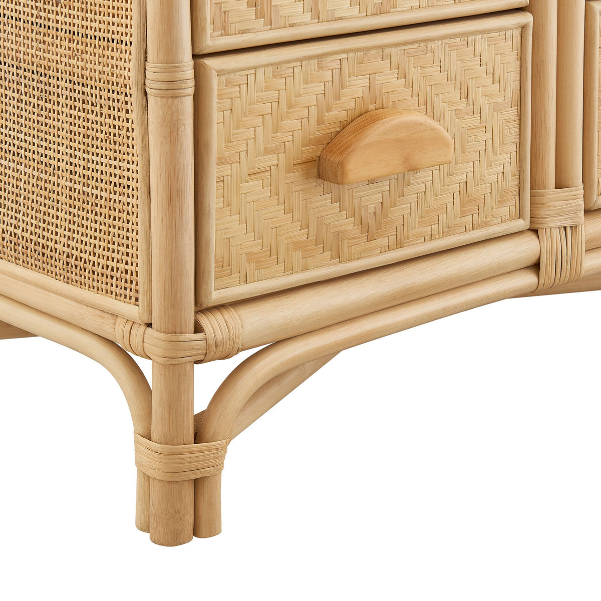 Jane 71 Inch Arched Natural Rattan Bookshelf with woven panels and curved legs by Modway on Tampa Home & Garden Store