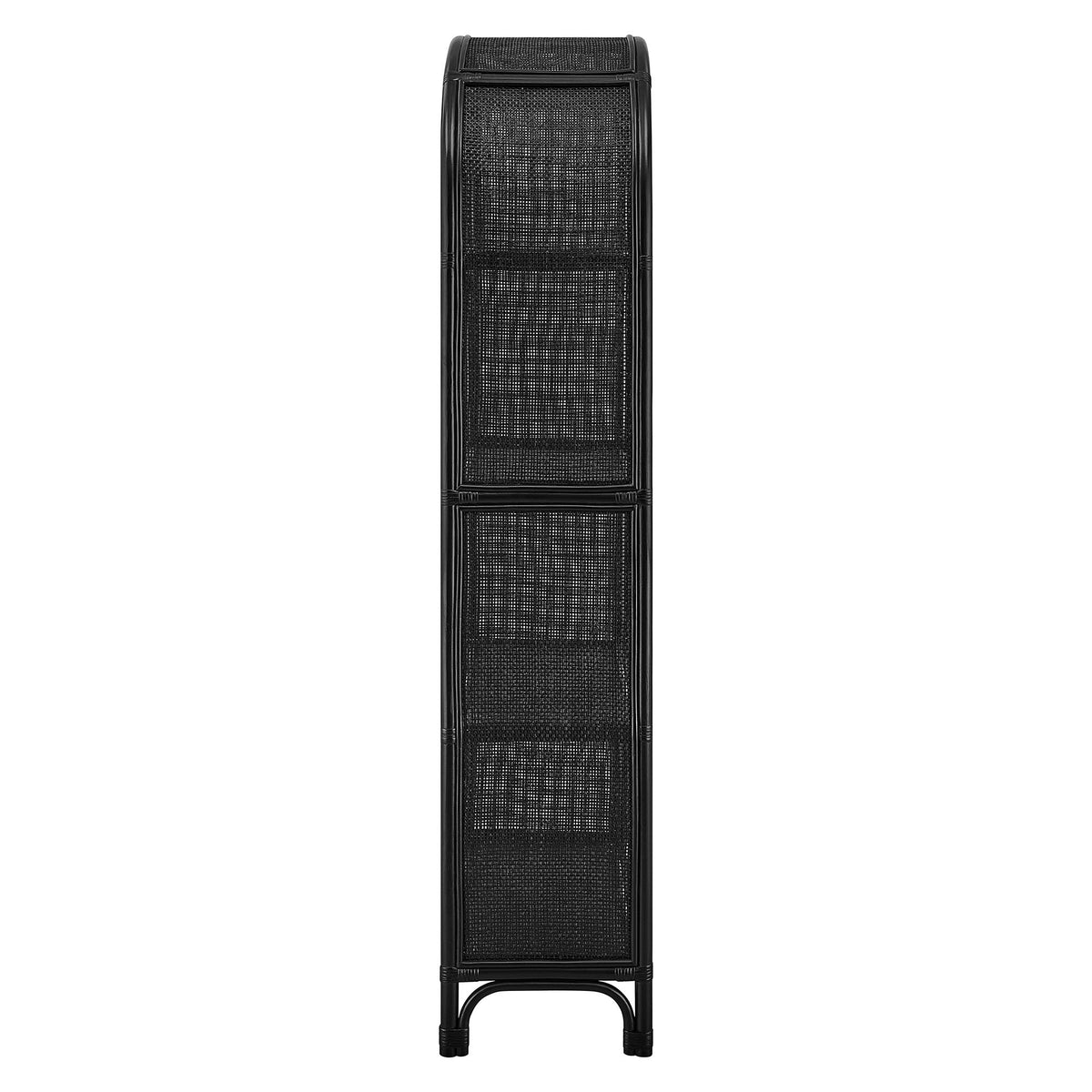 Celeste 67 Inch Tall Arched Natural Rattan Bookshelf black woven panels curved base by Modway on Tampa Home & Garden Store