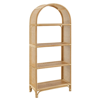Celeste 67-Inch Arched Natural Rattan Bookshelf with woven panels, 3-shelf by HouseOfZazla on Tampa Home & Garden Store