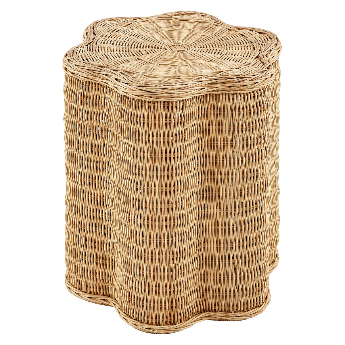 Erika Scalloped Rattan Side Table by Modway, natural wicker weave with scalloped rim on Tampa Home & Garden Store