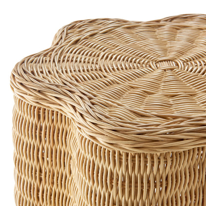 Erika scalloped natural rattan side table, woven beige rattan texture by Modway on Tampa Home & Garden Store