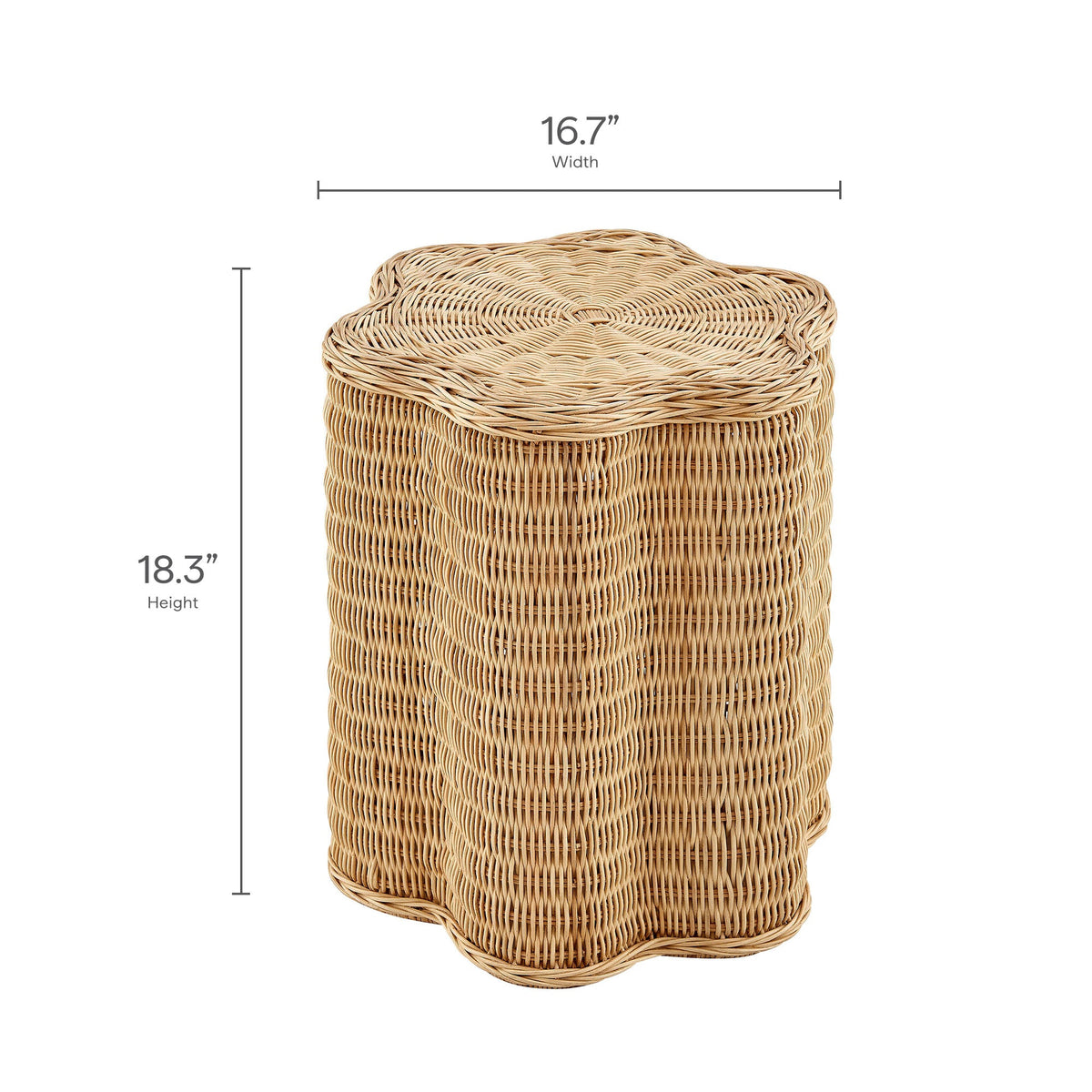 Erika Scalloped Natural Rattan Side Table by Modway; natural wicker, scalloped edge on Tampa Home & Garden Store