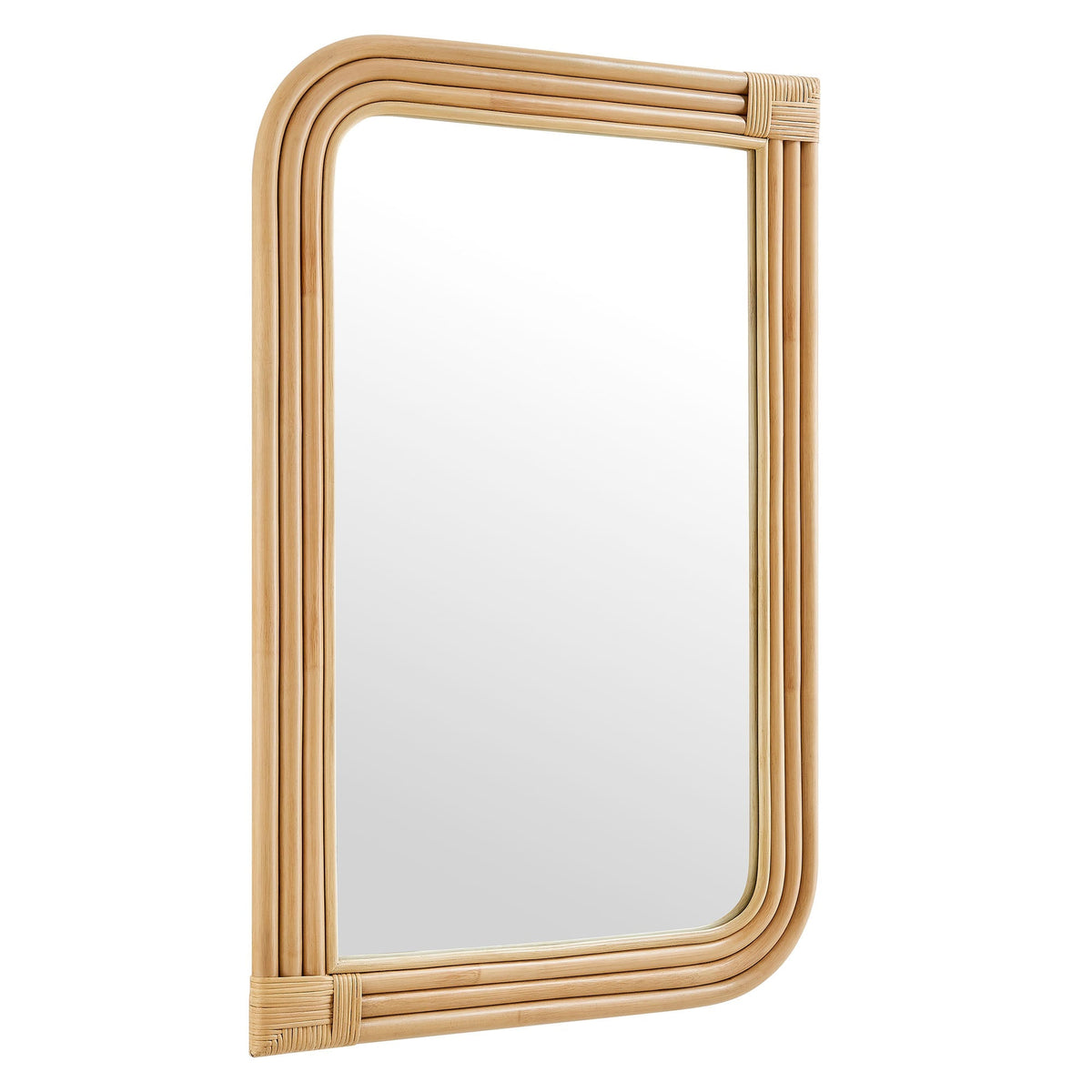 Corsica curved rectangle rattan wall mirror with natural bamboo frame by Modway on Tampa Home & Garden Store