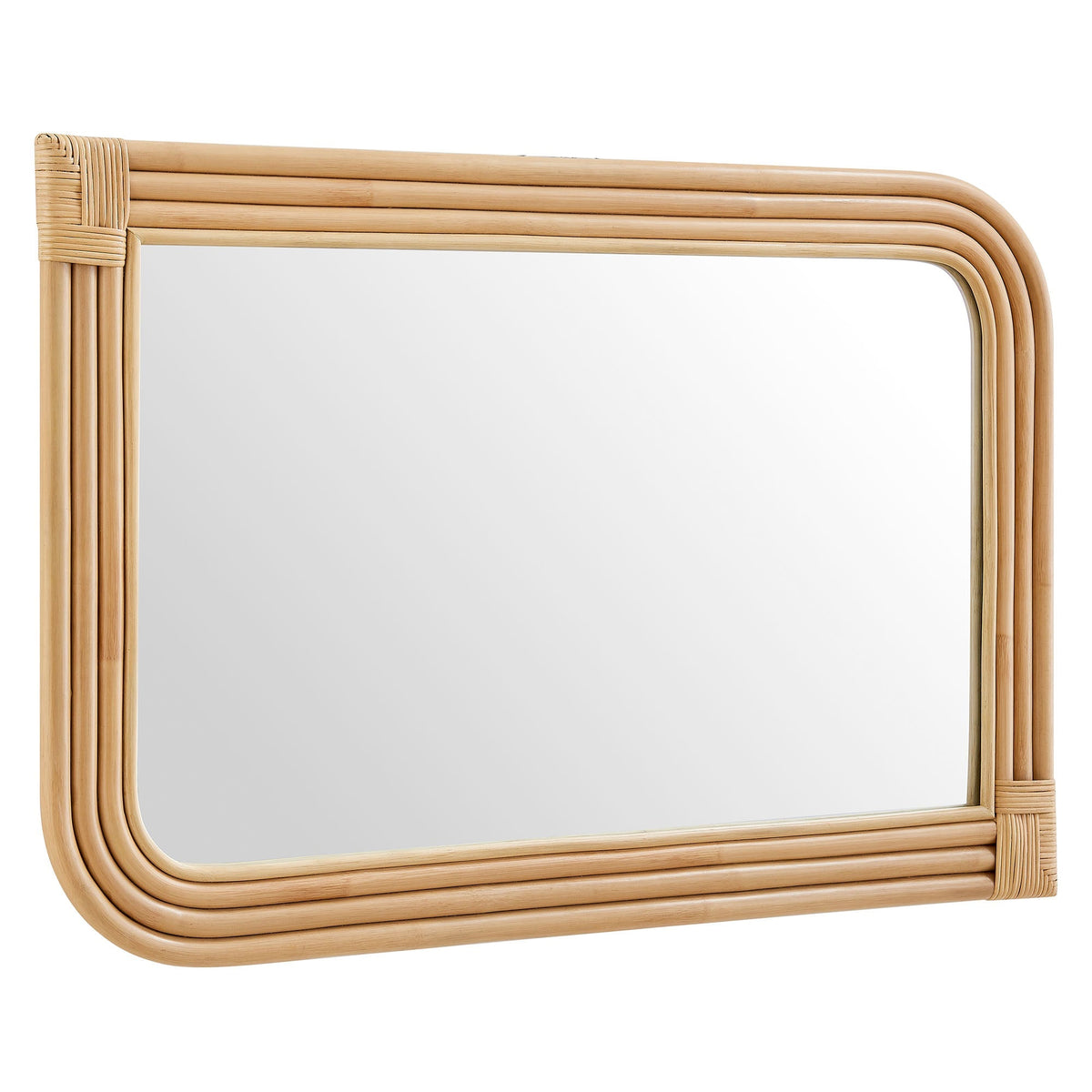 Corsica curved rectangle rattan wall mirror by Modway, natural beige woven rattan frame on Tampa Home & Garden Store