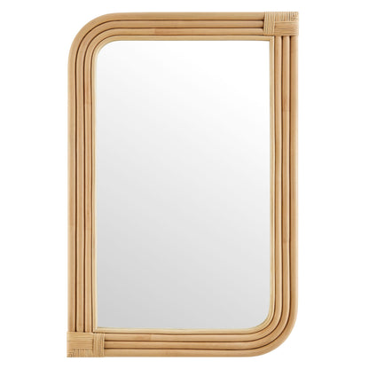 Corsica curved rectangle rattan wall mirror with natural layered frame and rounded corner on Tampa Home & Garden Store