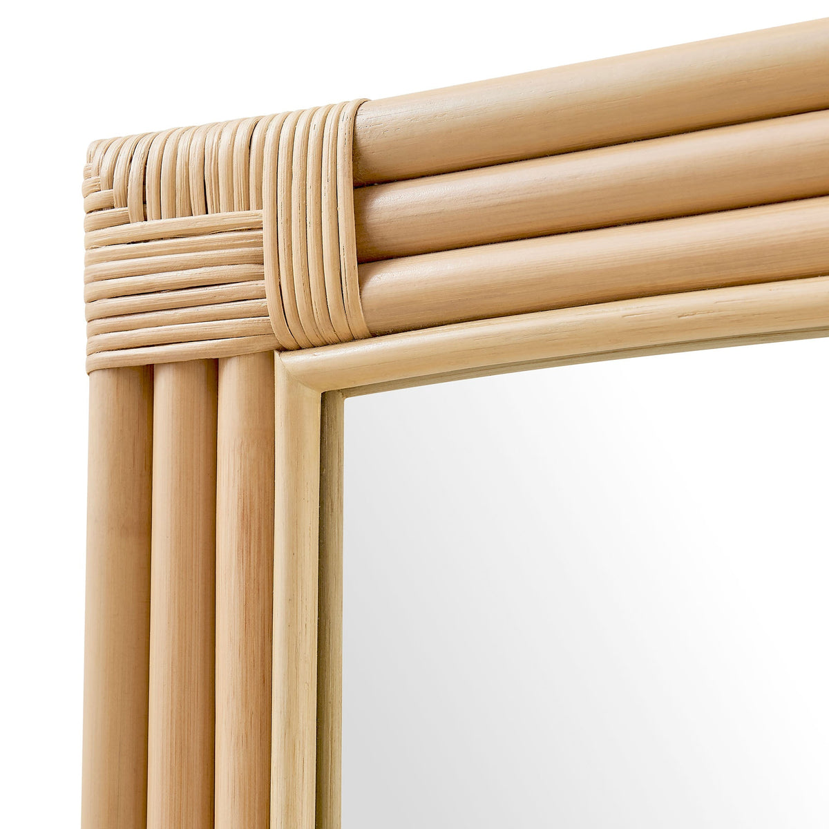 Corsica curved rectangle rattan wall mirror by Modway in natural wicker with woven corner detail on Tampa Home & Garden Store