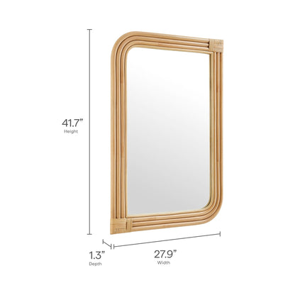 Corsica curved rectangle rattan wall mirror natural bamboo frame 41.7in tall by 27.9in wide on Tampa Home & Garden Store