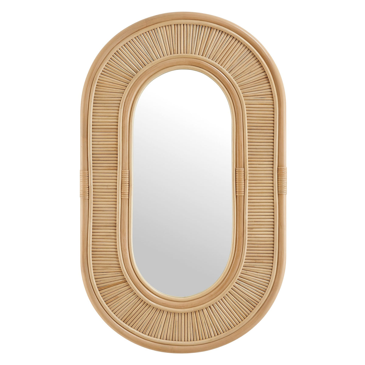 Sovana Oval Rattan Wall Mirror by Modway in natural rattan finish with radiating spokes on Tampa Home & Garden Store