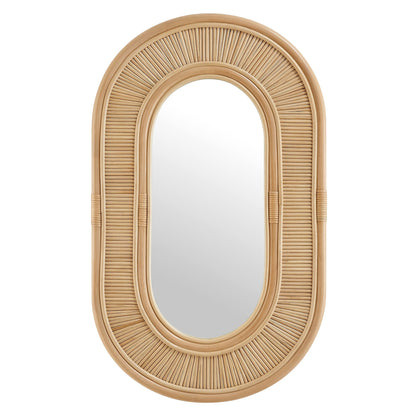 Sovana Oval Rattan Wall Mirror by Modway in natural rattan finish with radiating spokes on Tampa Home & Garden Store