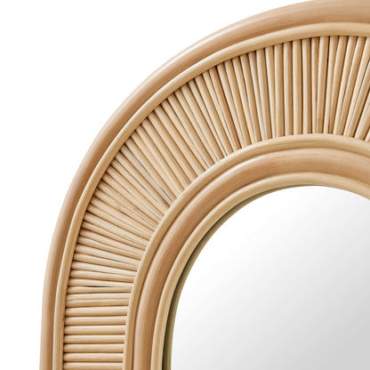 Sovana oval rattan wall mirror with natural woven rattan frame and curved arches on Tampa Home & Garden Store