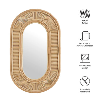 Sovana Oval Rattan Wall Mirror natural rattan frame by Modway on Tampa Home & Garden Store