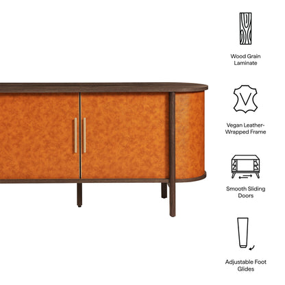 Coralie curved vegan leather oval sideboard by Modway, 2 doors on Tampa Home & Garden Store