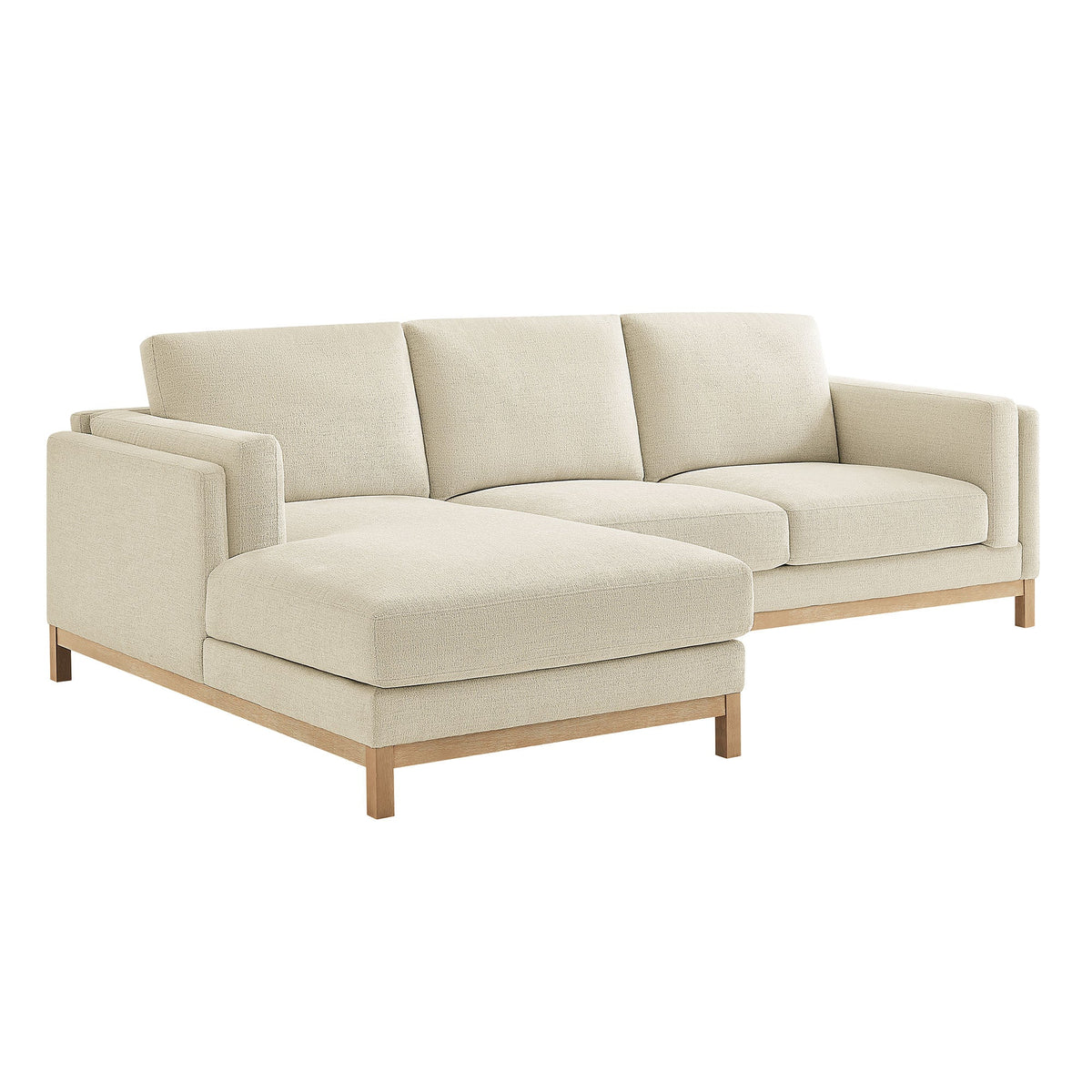 Roscoe left-facing fabric sectional sofa with chaise in beige upholstery on Tampa Home & Garden Store