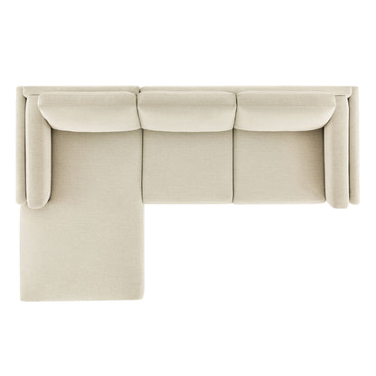 Roscoe left-facing fabric sectional sofa with chaise in beige upholstery by HouseOfZazla on Tampa Home & Garden Store