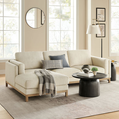 Roscoe left-facing fabric sectional sofa with chaise in beige upholstery by HouseOfZazla on Tampa Home & Garden Store