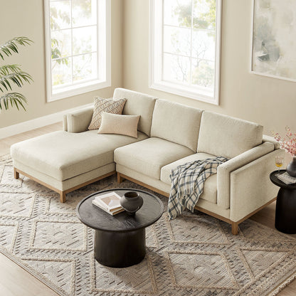 Roscoe left-facing beige fabric sectional sofa with chaise by Modway in a bright living room on Tampa Home & Garden Store