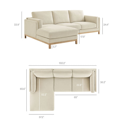 Roscoe left-facing beige fabric sectional sofa with chaise by Modway HouseOfZazla on Tampa Home & Garden Store