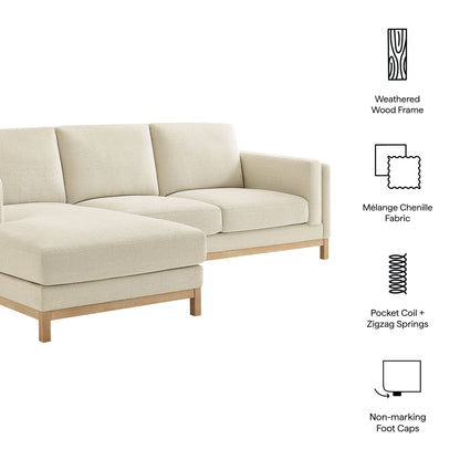 Roscoe left-facing beige fabric sectional sofa with chaise by Modway on Tampa Home & Garden Store