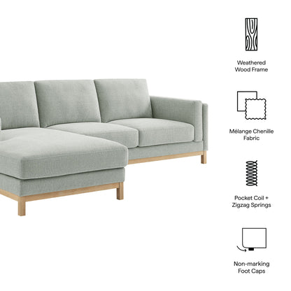 Roscoe left-facing fabric sectional sofa with chaise Mélange Chenille on weathered wood frame on Tampa Home & Garden Store