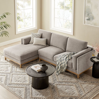 Roscoe left-facing Modway fabric sectional sofa with chaise in light gray, wooden legs on Tampa Home & Garden Store